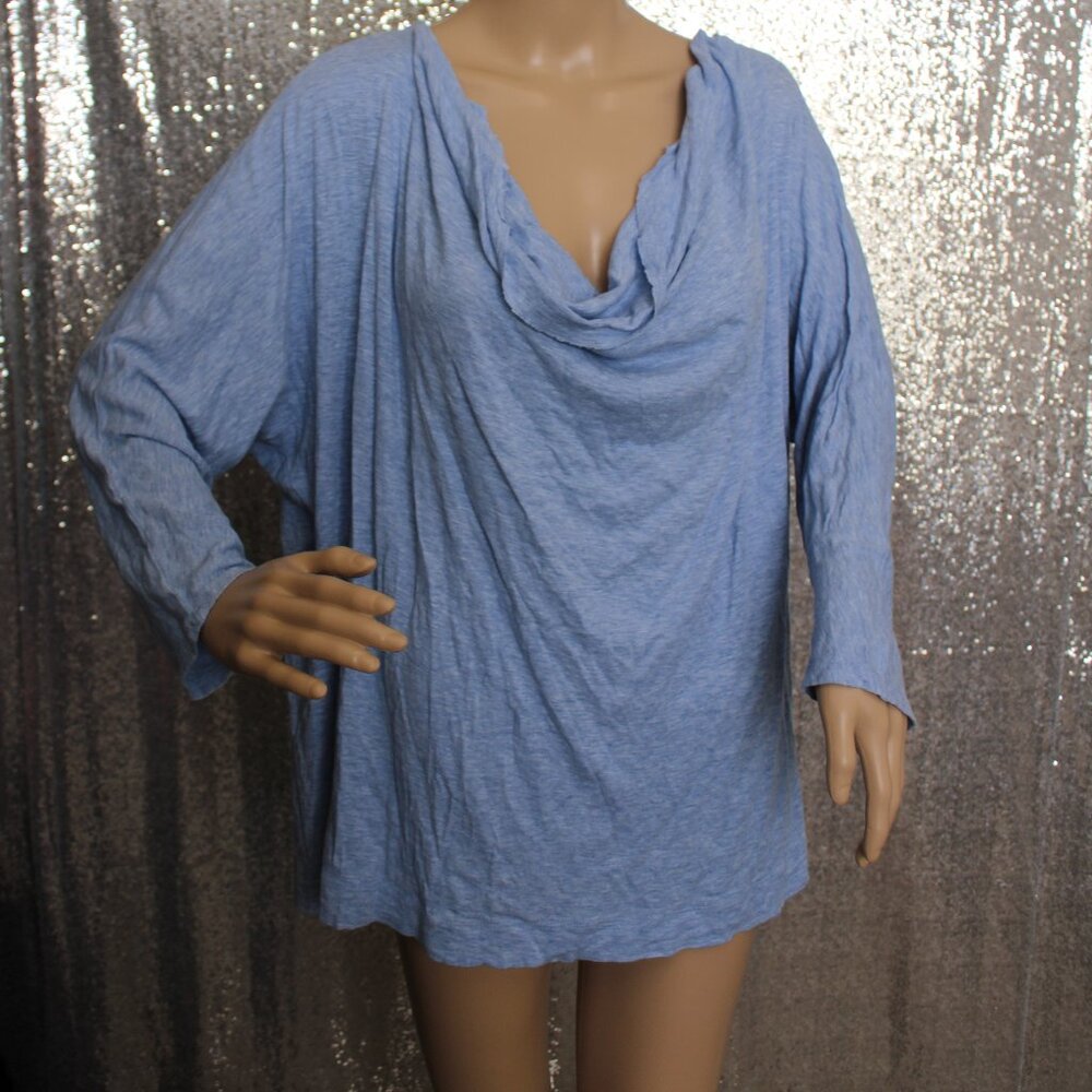 Cowl neck, long sleeve, powder blue top